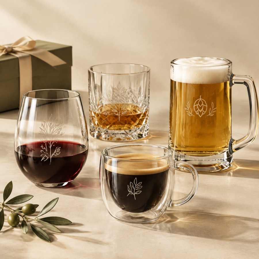 Engraved glassware for birthday celebrations